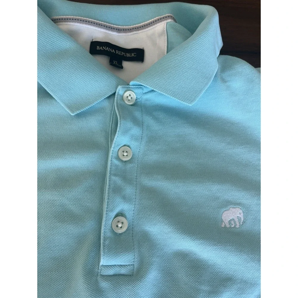 Banana Republic Mens Light‎ Blue Knit Collar Polo Short Sleeve Shirt Sz  X-Large